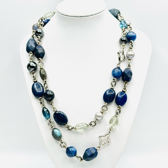 David Yurman Bijoux Multi Gemstone Necklace With Labradorite and Lapis Lazuli
